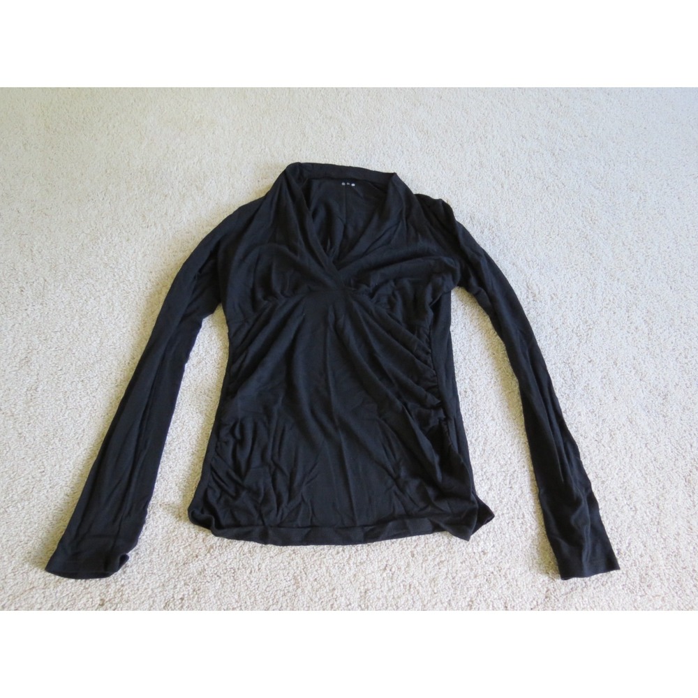 Women's Three Dots Black V-Neck Pullover Blouse Shirt Large